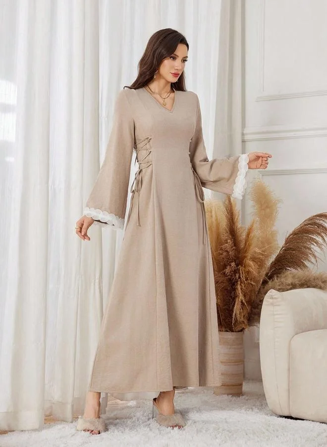 Take Two beige Women Beige Waist Tie Maxi Dress for Women | Best Price UAE